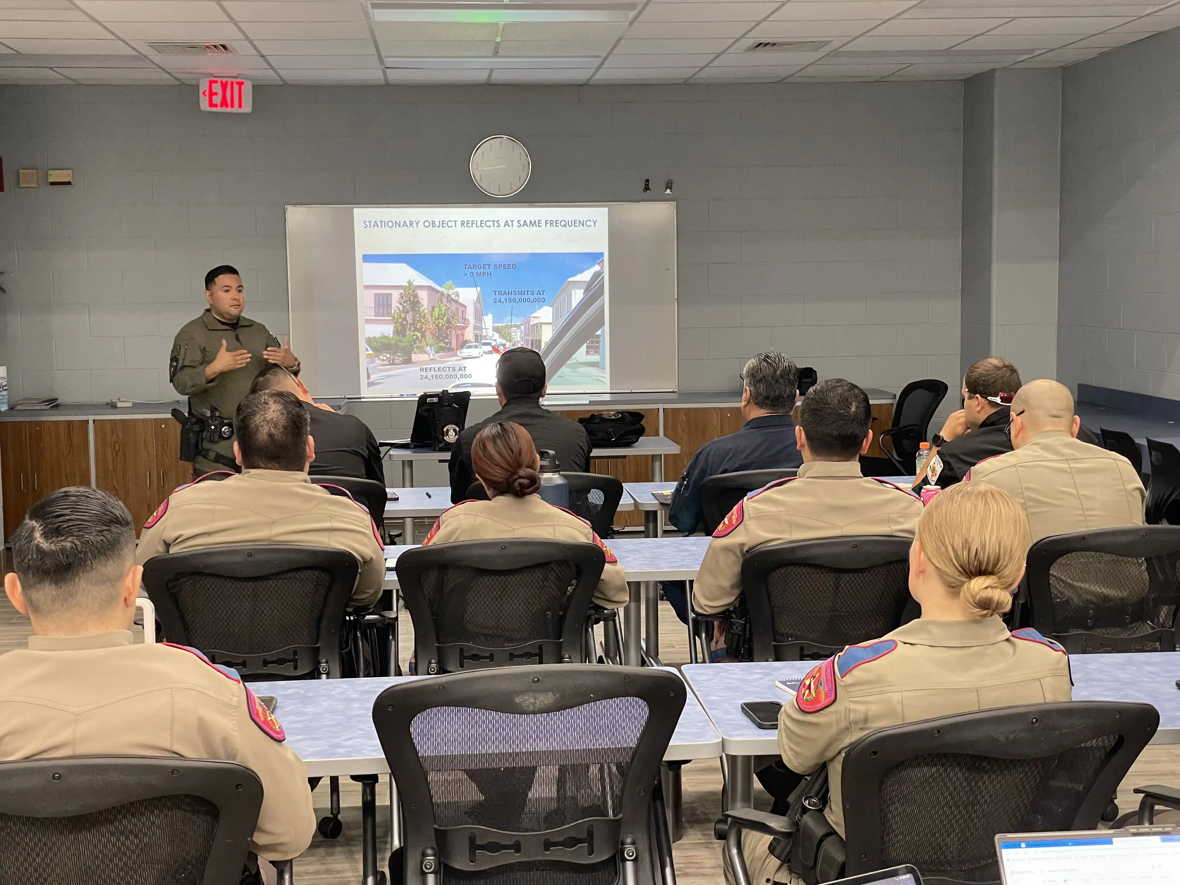 Trooper Gerardo Arredondo teaching a course on RADAR