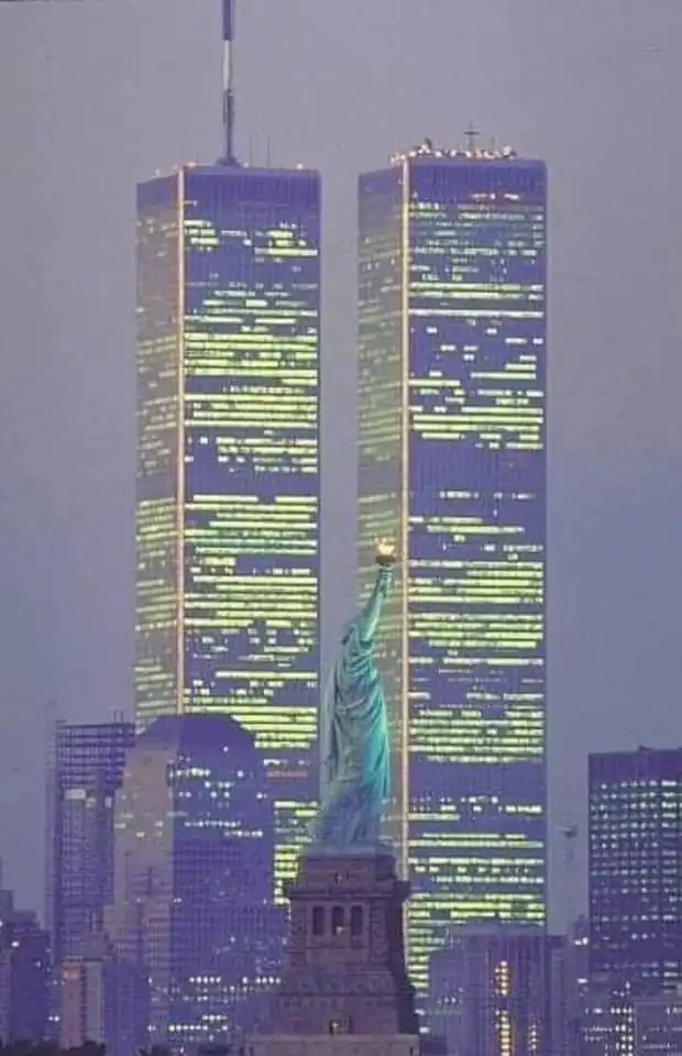 world trade center at night 2001